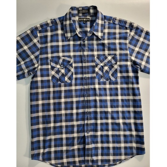 Beverly Hills Polo Club Plaid Shirt Short Sleeve Button Up Casual XL - Picture 1 of 11
